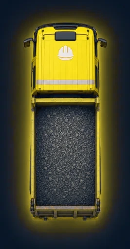 CrewFinding junk removal dump truck seen from above on the live map