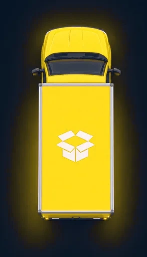 CrewFinding moving box truck seen from above on the live map